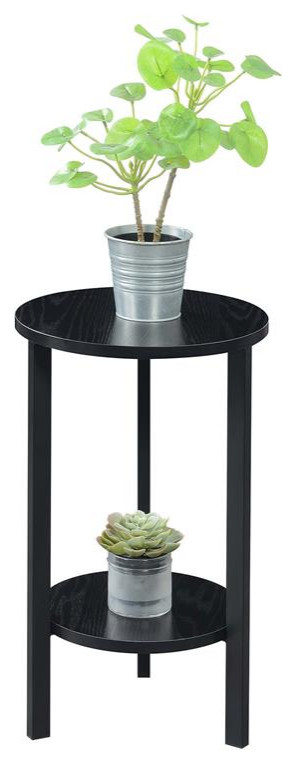 Convenience Concepts Graystone 24 Inch Plant Stand in Black Wood and Metal Frame   Transitional   Plant Stands And Telephone Tables   by Homesquare  Houzz