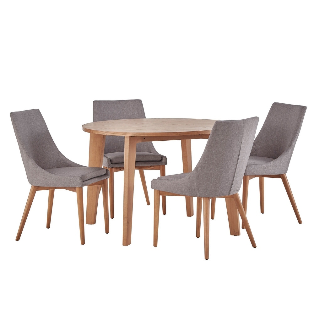 Sasha Oak Angled Leg Round 5 piece Dining Set iNSPIRE Q Modern