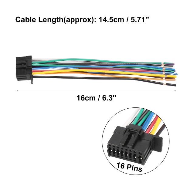 Unique Bargains Car Stereo Cd Player Wiring Harness Wire Radio Adapter Install Plug 16 Pin For Kenwood Black 1pcs