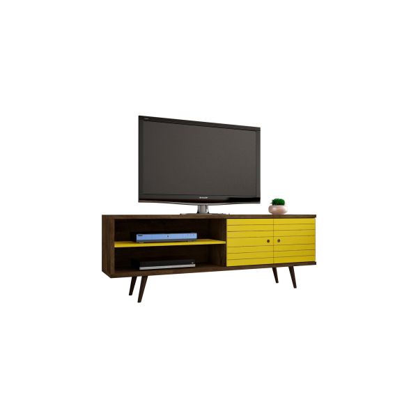 Liberty 62.99 TV Stand and Panel in Rustic Brown and Yellow