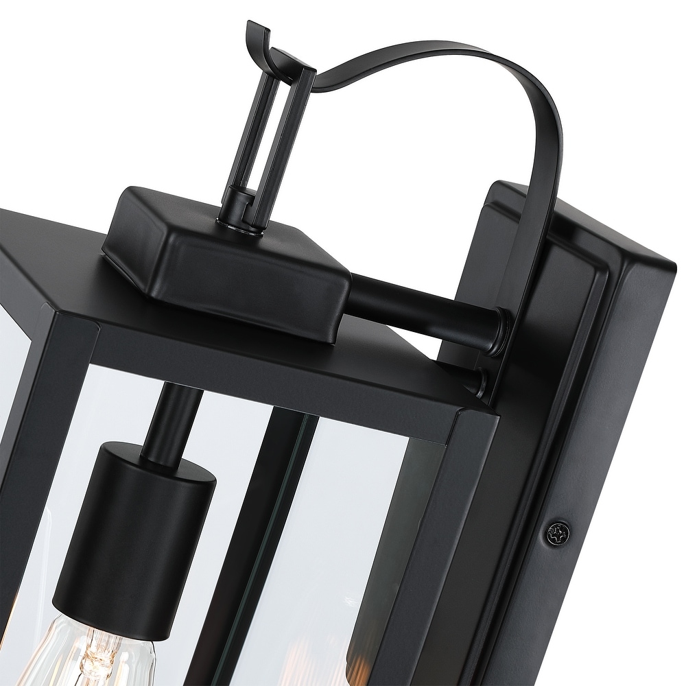 2 pack 17.7 in. 1 Light Matte Black Outdoor Wall Lantern Sconce with Clear Glass（Dusk to Dawn could be chosen）