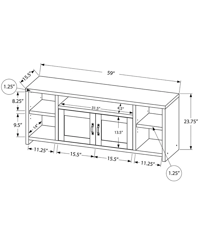 Monarch Specialties Modern Farmhouse TV Stand with 2 Doors