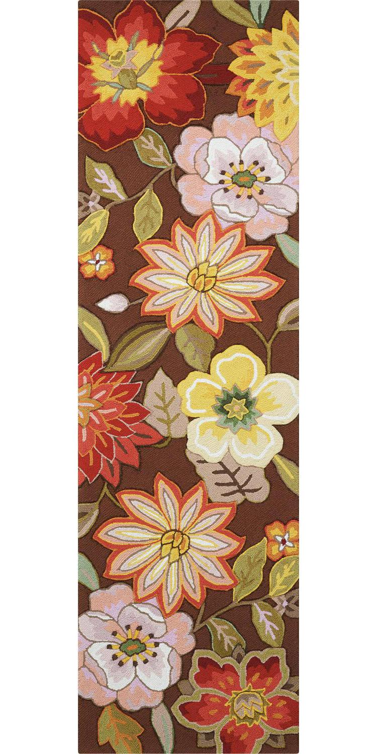 Nourison Fantasy Modern Floral Chocolate 23 x 8and#8242; Area Rug， (8and#8242; Runner)