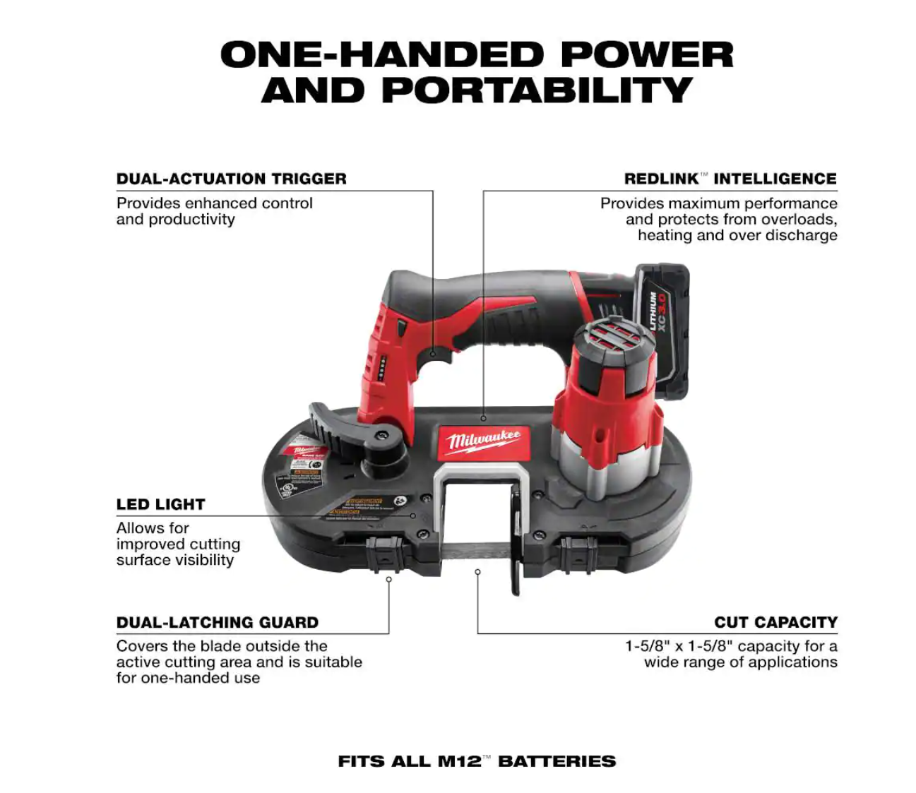 Milwaukee 2429-21XC-2426-20 M12 12-Volt Lithium-Ion Cordless Sub-Compact Band Saw Kit W/ M12 Multi-Tool