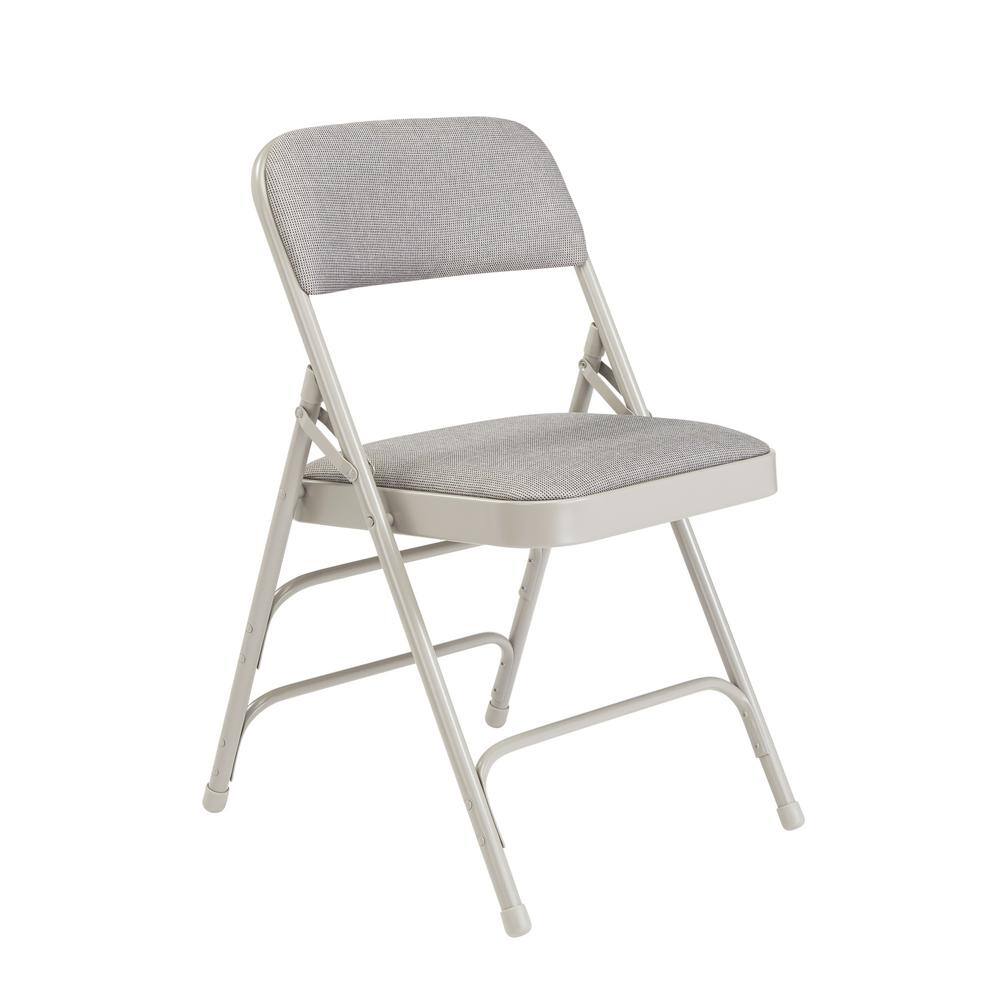 National Public Seating Grey Fabric Padded Seat Stackable Folding Chair (Set of 4) 2302