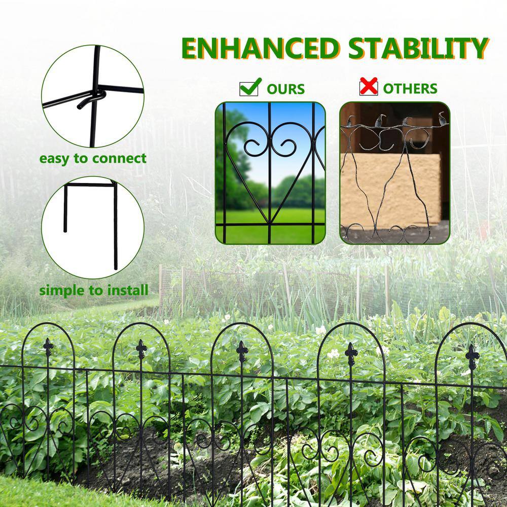 FENCY 24 in. Black Metal Decorative Outdoor Garden Border Fence HD-A-HW89009