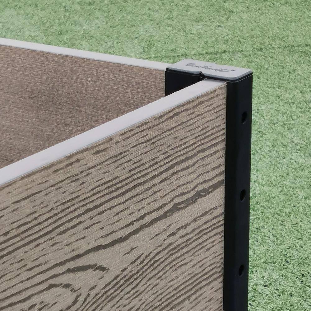 EverBloom 12 in. D x 24 in. H x 36 in. W Grey and Black Composite Board and Steel Mobile Deep Trough Planter Box Raised Garden Bed K2112G