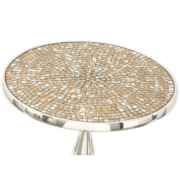 Silver Aluminum Natural Accent Table 22 x 14 x 14