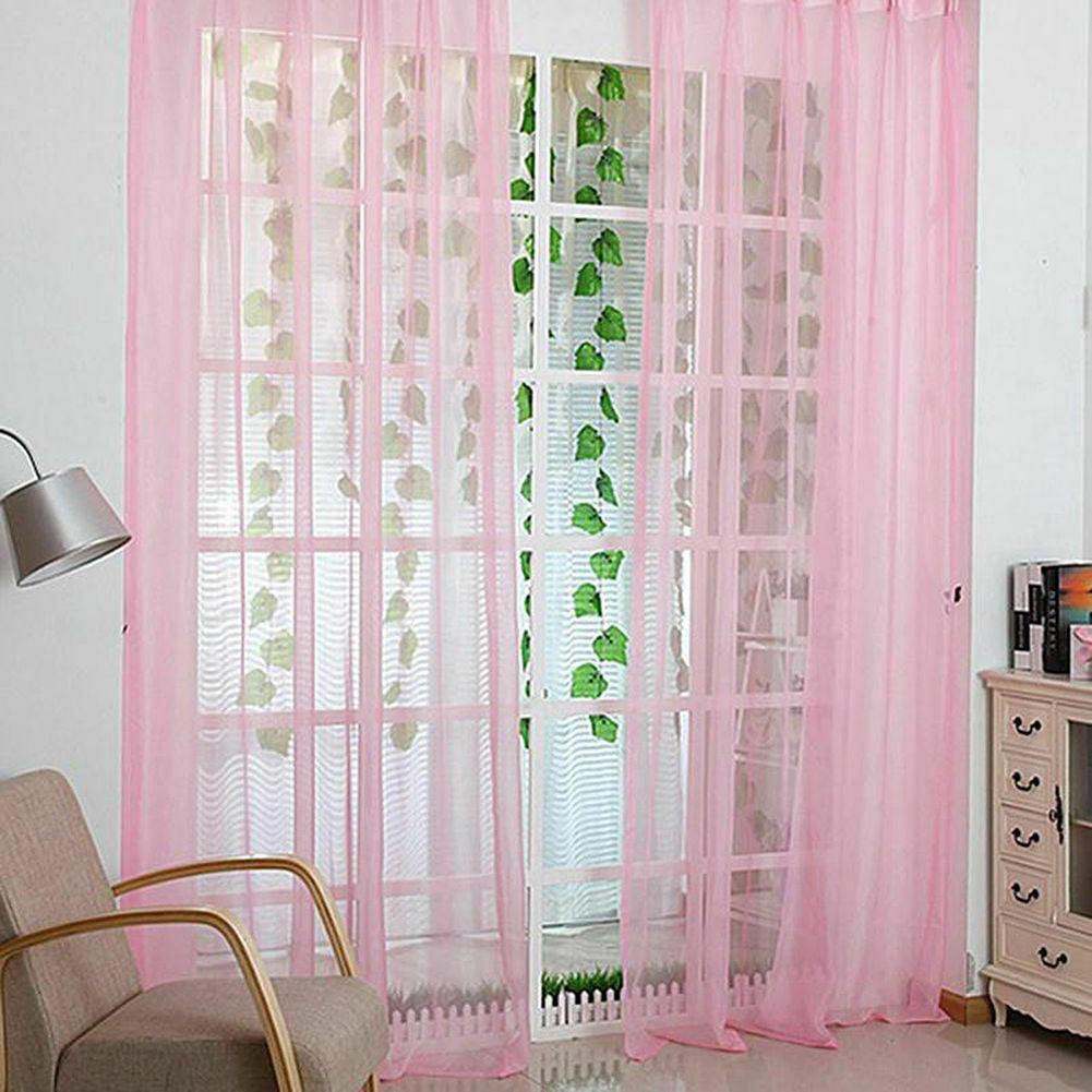 Voile Curtains Set of 2, Pair of Semi Sheer Drapes Valance Top Rod Pocket Tulle Window Treatment Curtain Panels for Living Room Bedroom Kitchen Home Decor