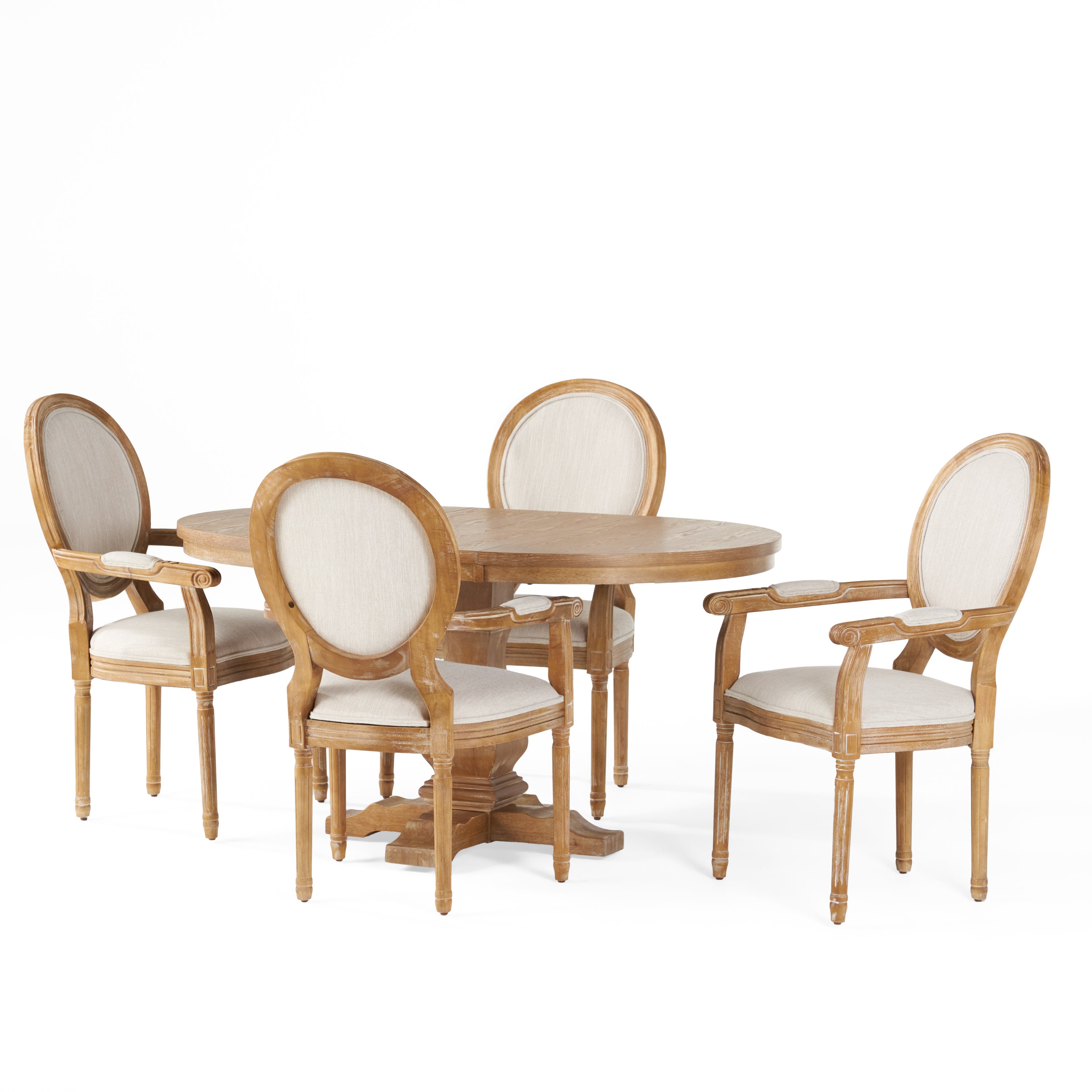 Aisenbrey French Country Wood 5-Piece Expandable Oval Dining Set