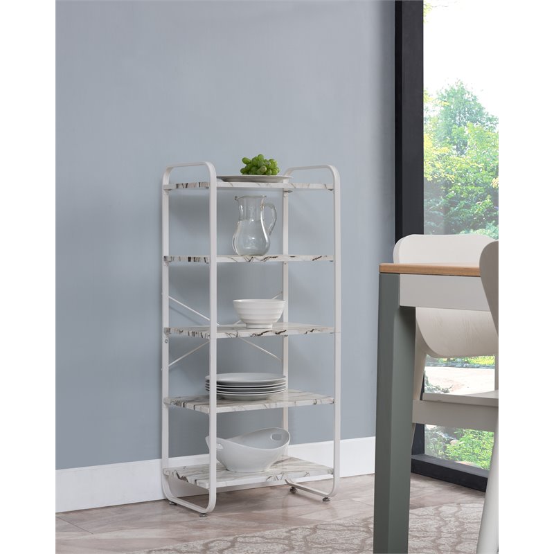 Pilaster Designs Liese 5-tier Transitional Metal Kitchen Bakers Rack in White