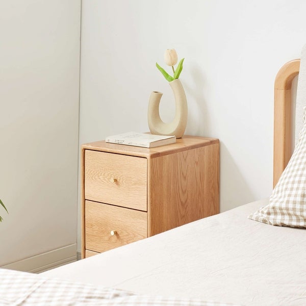 Solid Oak Bedside Table Storage Cabinet