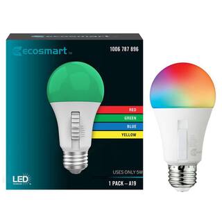 EcoSmart 5-Watt A19 Color Changing Party LED Light Bulb (1-Pack) A19LEDPARTYESM