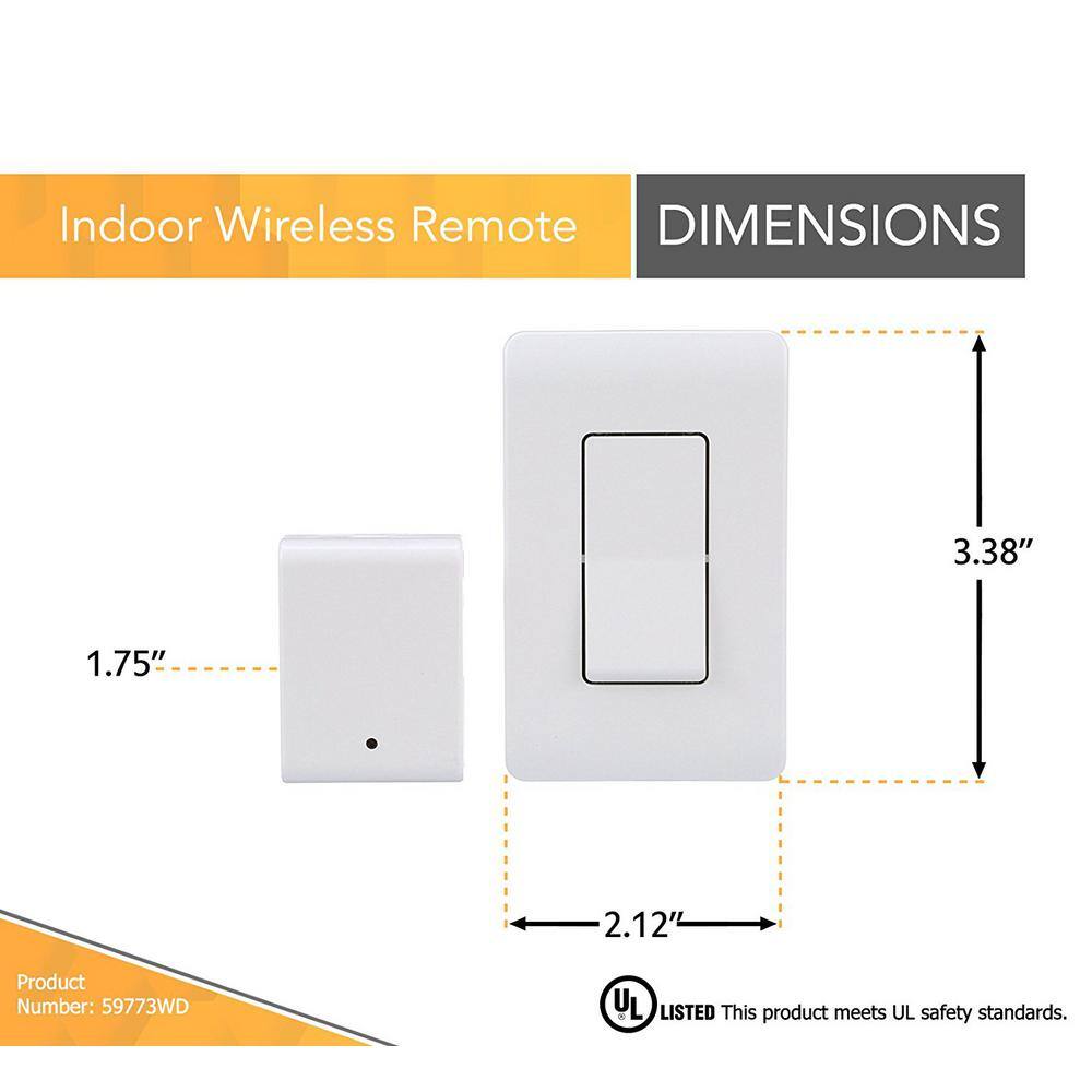 Woods 8-Amp Indoor Plug-In Wireless Wall Switch Light Control White 59773WD