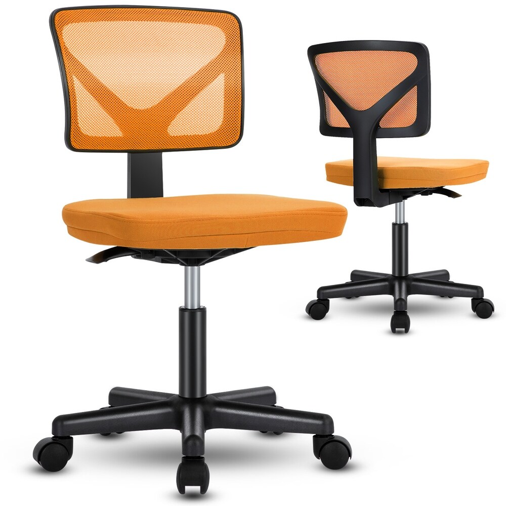 Armless Desk Chair Small Home Office Chair with Lumbar Support