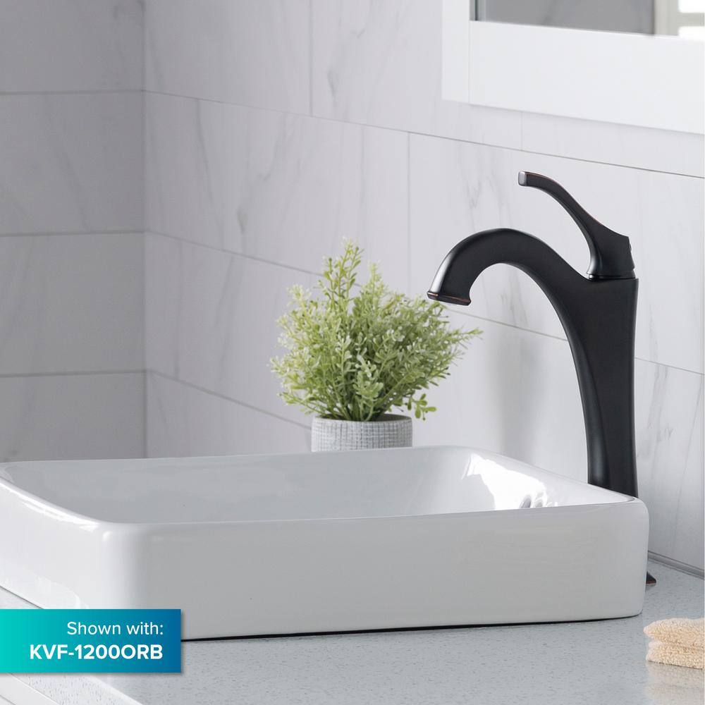 KRAUS Elavo Series Square Ceramic Semi-Recessed Bathroom Sink in White with Overflow KCR-281