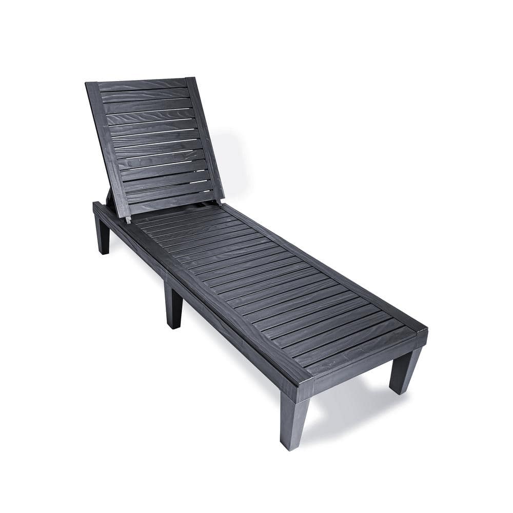 DUKAP OSLO Black Composite Outdoor Reclining Chaise Lounger ODKOSL-BLK