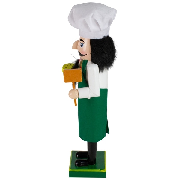 14 Green and White Wooden Christmas Nutcracker Pizza Maker