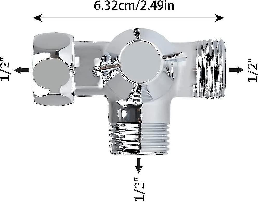 Solid Brass 3 Way Valve， 3 Way Diverter Valve Switch， 3 Way Shower Diverter Valve， G1/2