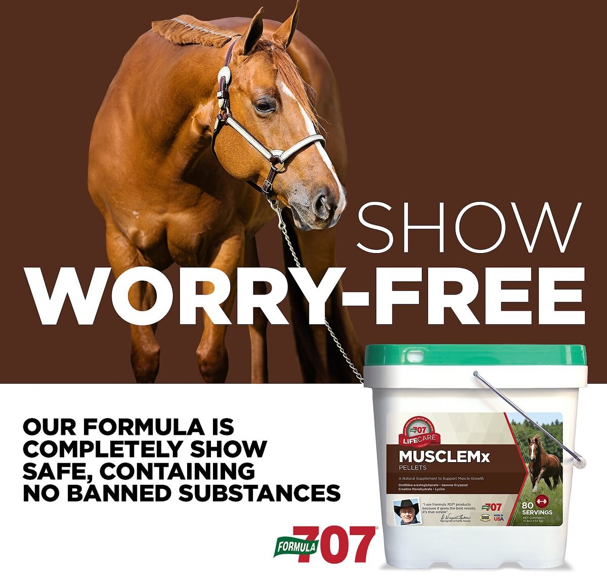 Formula 707 MuscleMx Muscle Care Hay Flavor Pellets Horse Supplement， 28 count