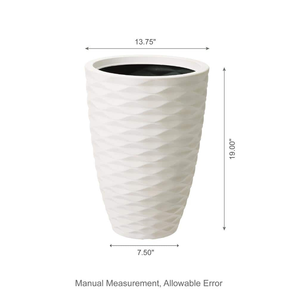 Glitzhome Eco-friendly Oversized Plastic Tall Round Diamond Planter， (Set of 2) 2007200016