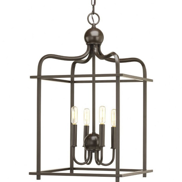 Progress Lighting Assembly Hall 4 light Foyer Pendant Brushed Nickel Open Caged Design Canopy Included