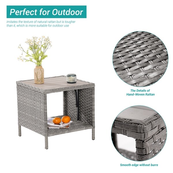 BONOSUKI Outdoor Patio PE Wicker AllWeather Square Coffee Table