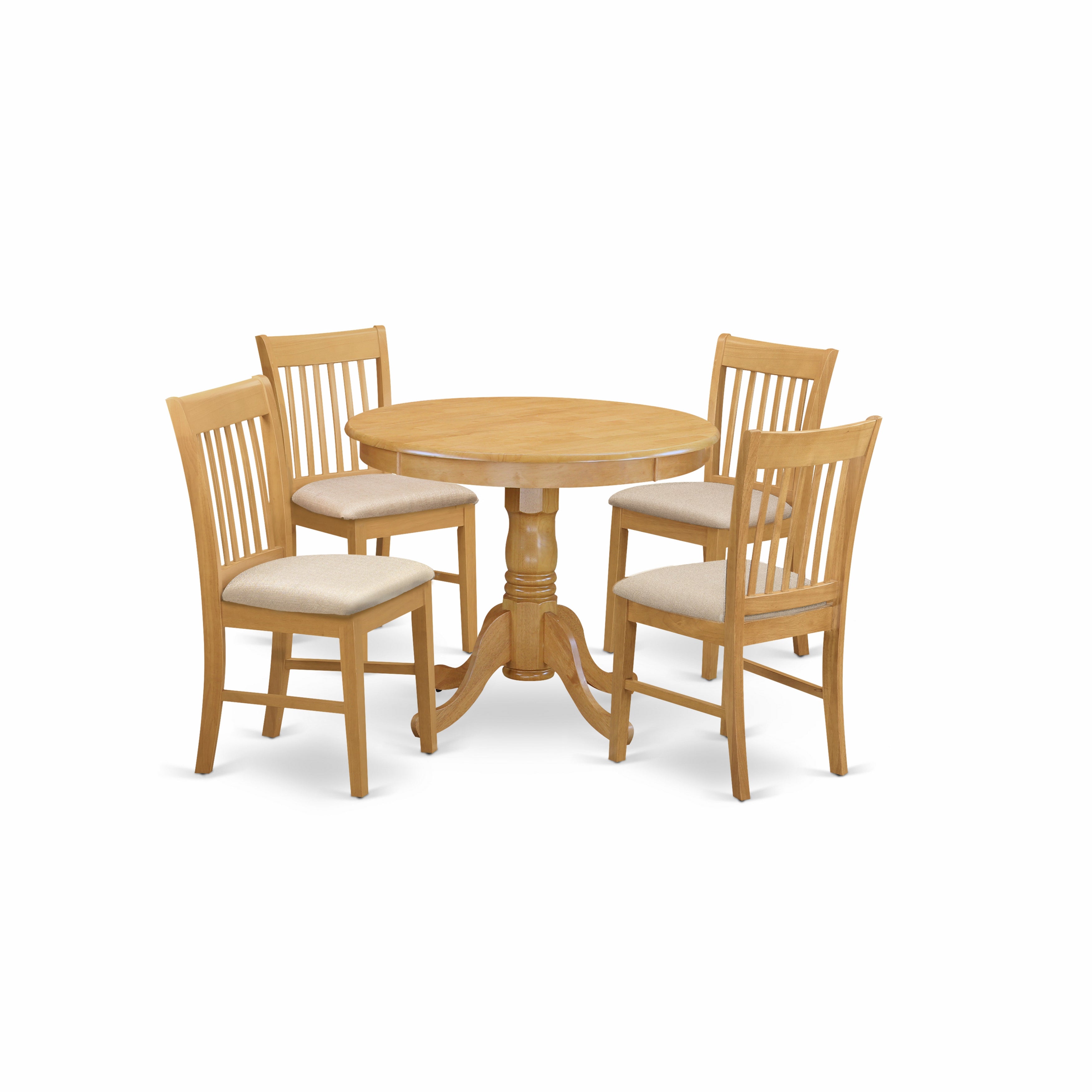 ANNO5-OAK-C 5 Pc Dinette Table set - Small Kitchen Table and 4 Dining Chairs