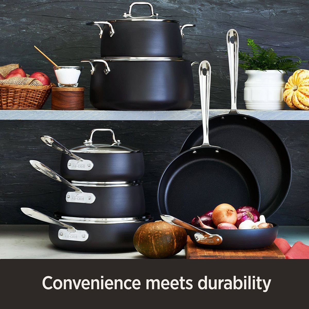 HA1 Anodized Nonstick Cookware Set (13-Piece) | All-Clad