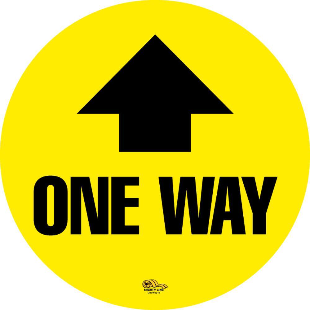 Mighty Line 12 in. Yellow One Way Floor Sign oneway12