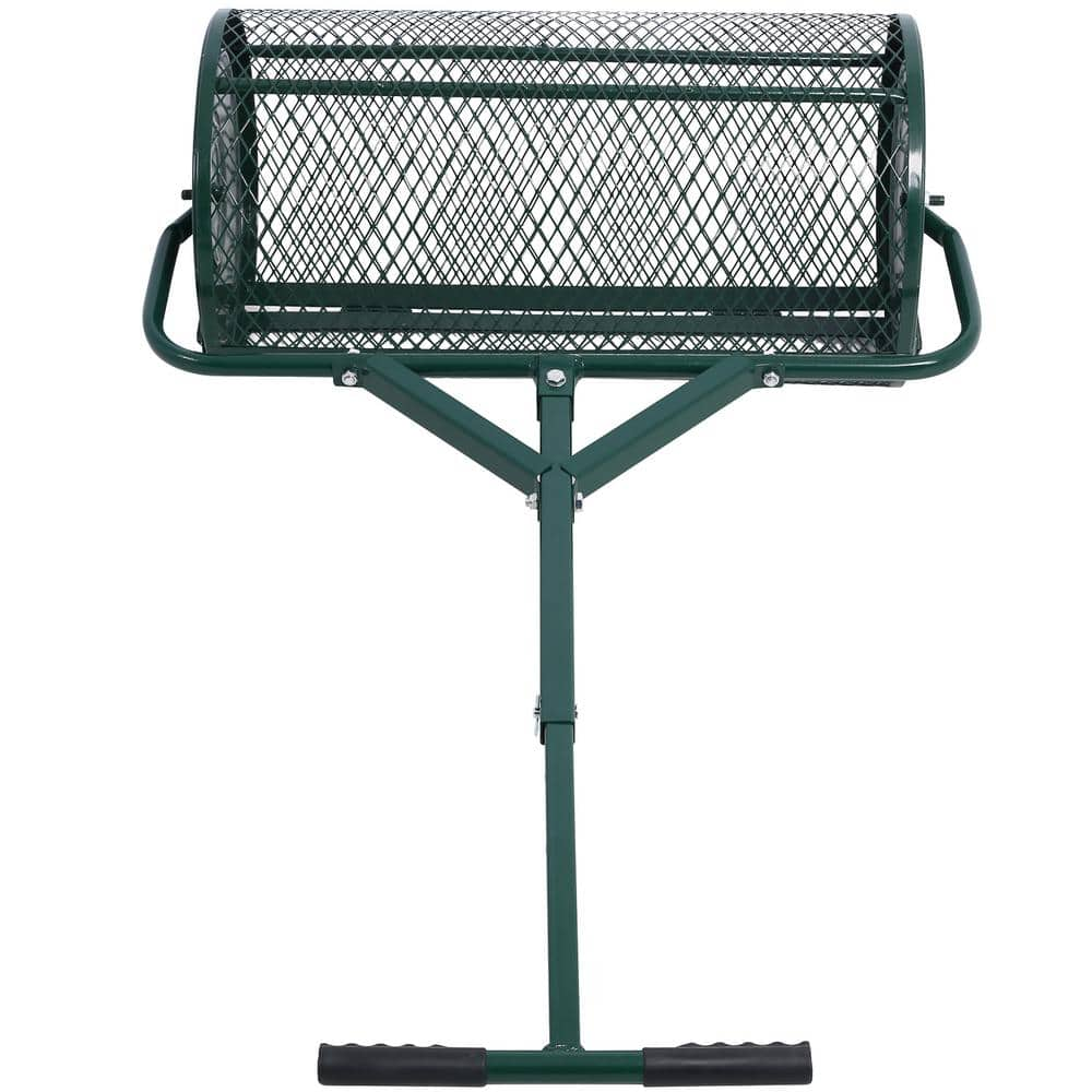 Tidoin 24 in. Steel Handheld Peat Moss Spreader Compost Spreader Metal Mesh with T Shaped Handle GH-YDW4-056