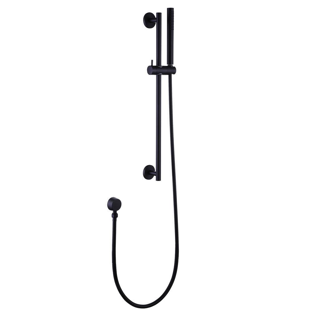 1-Spray Wall Bar Shower Kit with High Pressure Hand Shower in Matte Black MC-RB0887