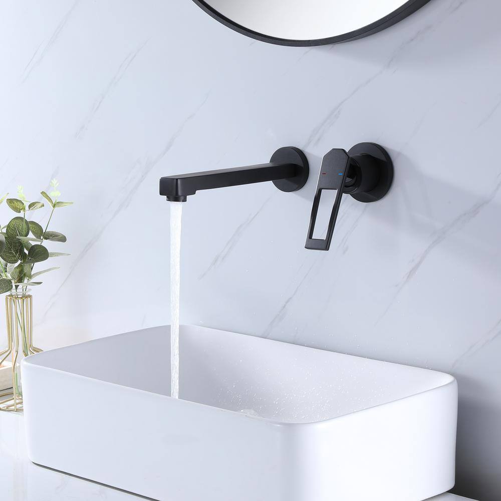 Hlihome Single-Handle Wall Mounted Bathroom Faucet in Matte Black RBDK-0894-MB