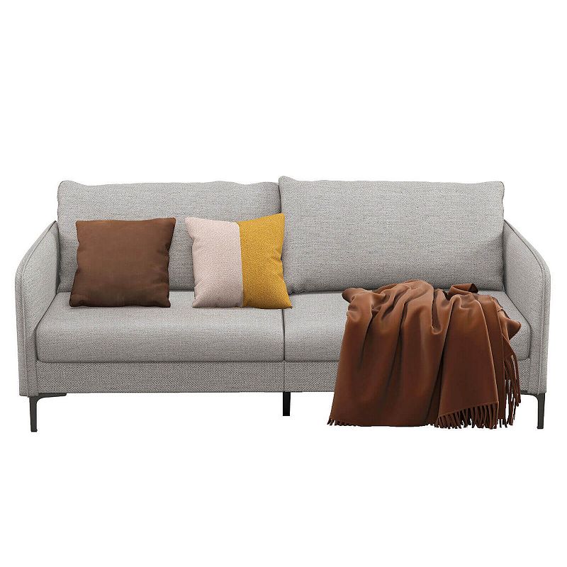 Modern 76 Inch Loveseat Sofa Couch for Apartment Dorm with Metal Legs-Gray