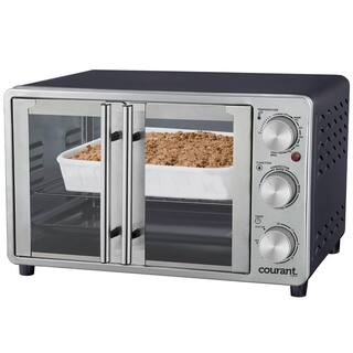 Courant 1500 W 6-Slices Gray Stainless Steel French Door Convection Toaster Oven and Broiler Bake Broil Toast Oven MTO2540STK974