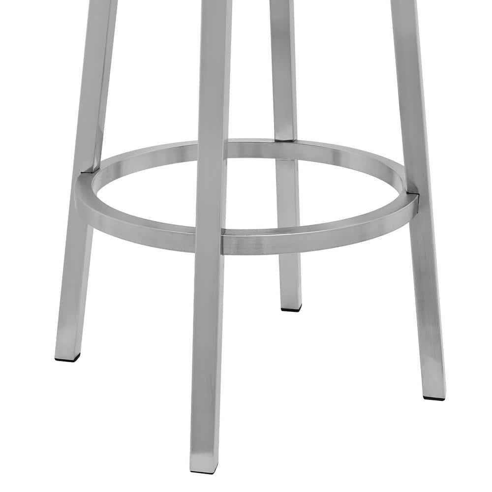 Armen Living Rochester Grey Swivel Modern Metal and Faux Leather Bar and Counter Stool LCGEBABSGR26