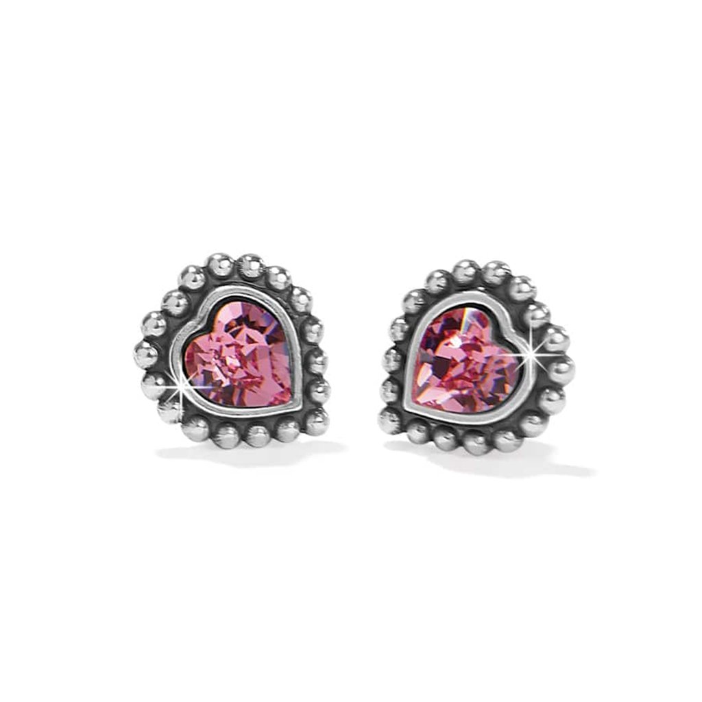 Brighton Shimmer Heart Mini Post Earrings in Silver Pink