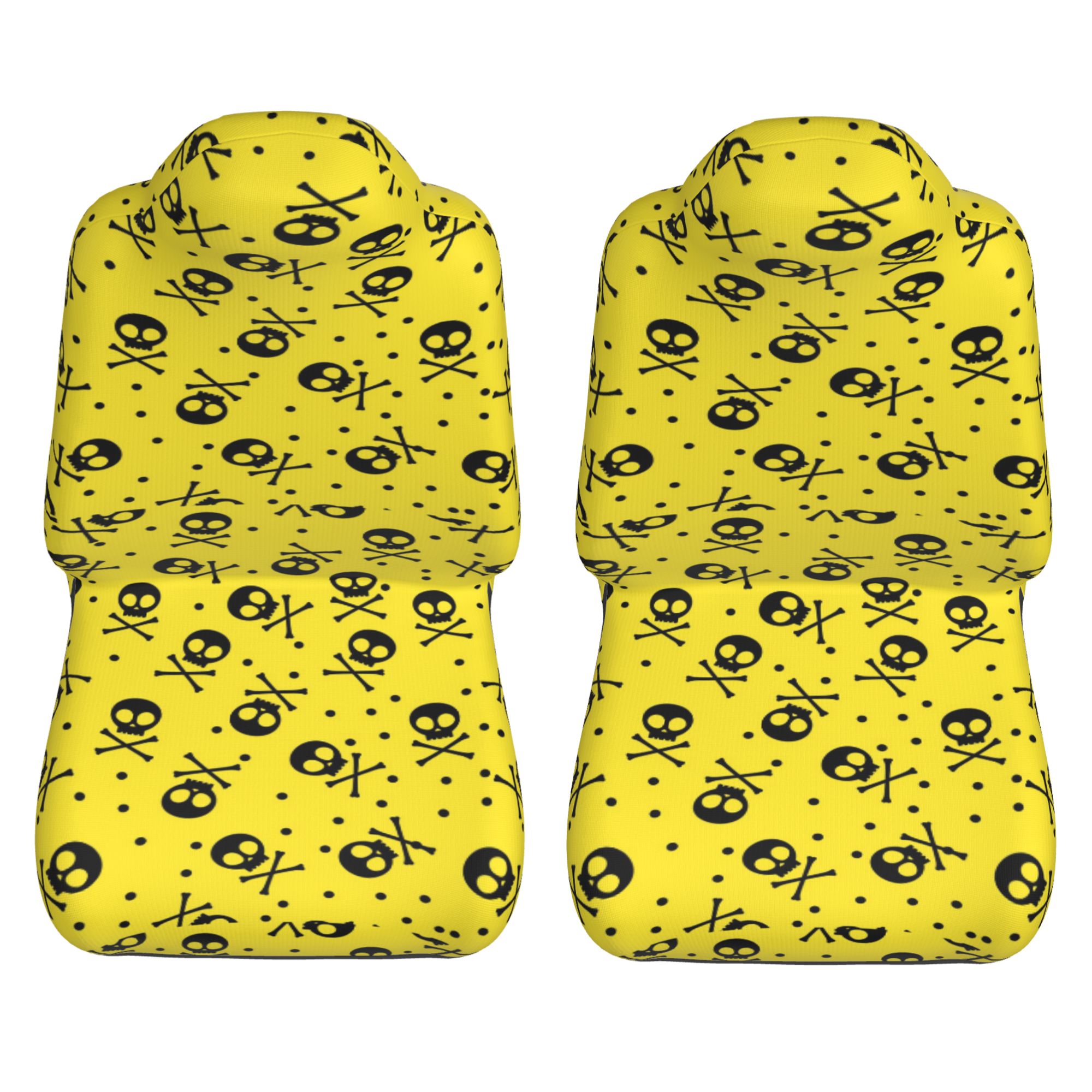 ZICANCN Car Seat Cover Skull Print Bones Yellow Car Front Seat Covers Protectors ， Automotive Seat Covers for Cars Trucks Suv