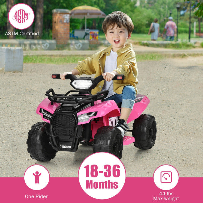 6V Kids ATV Quad Electric Ride On Car with LED Light and MP3 (Pink)