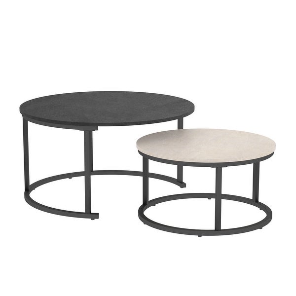 Set of 2 Modern Round Nesting Coffee Tables 31.5-Inch and 23.62-Inch