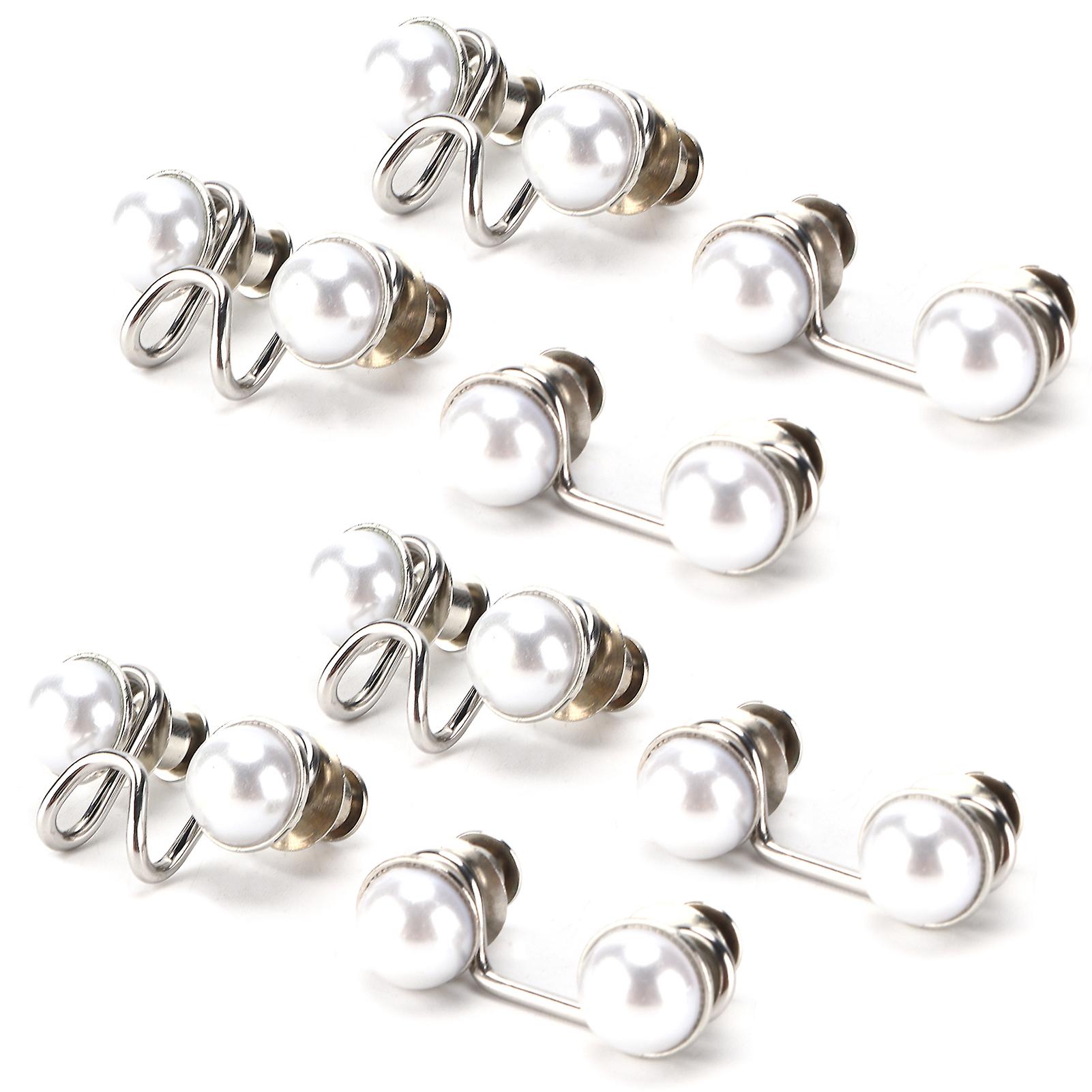 16pcs Button Pins Reusable Sturdy Durable Detachable Card Slot Design Convenient Jean Buttonsmall White Pearl