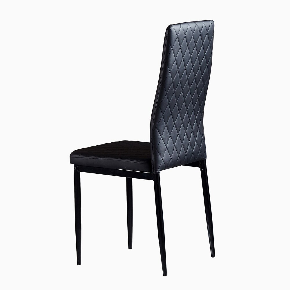 Modern Minimalist Dining Chair Conference Chair with Fireproof Leather and Diamond Grid Pattern  Set of 6