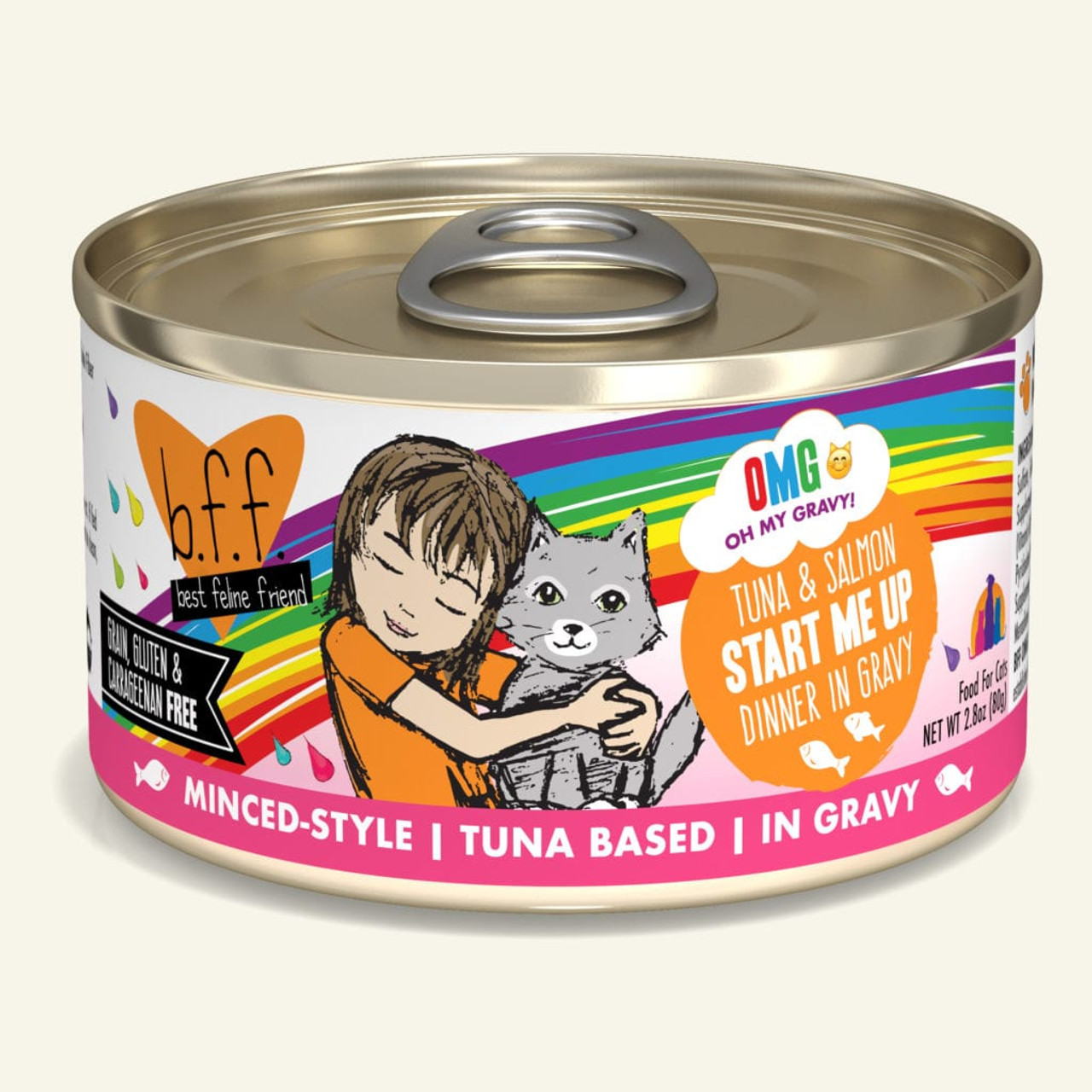 Weruva BFF OMG Start Me Up Tuna and Salmon Canned Cat Food， 2.8 Oz.