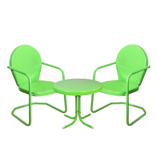 Northlight 3 piece Retro Metal Tulip Chairs And Side Table Outdoor Set Lime Green