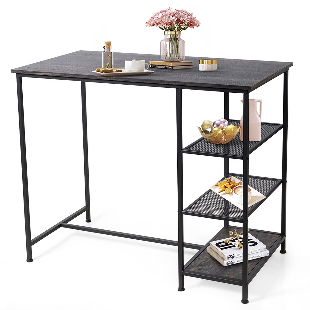 5 Piece Counter Height Dining Set Modern Bar Table with Metal Frame