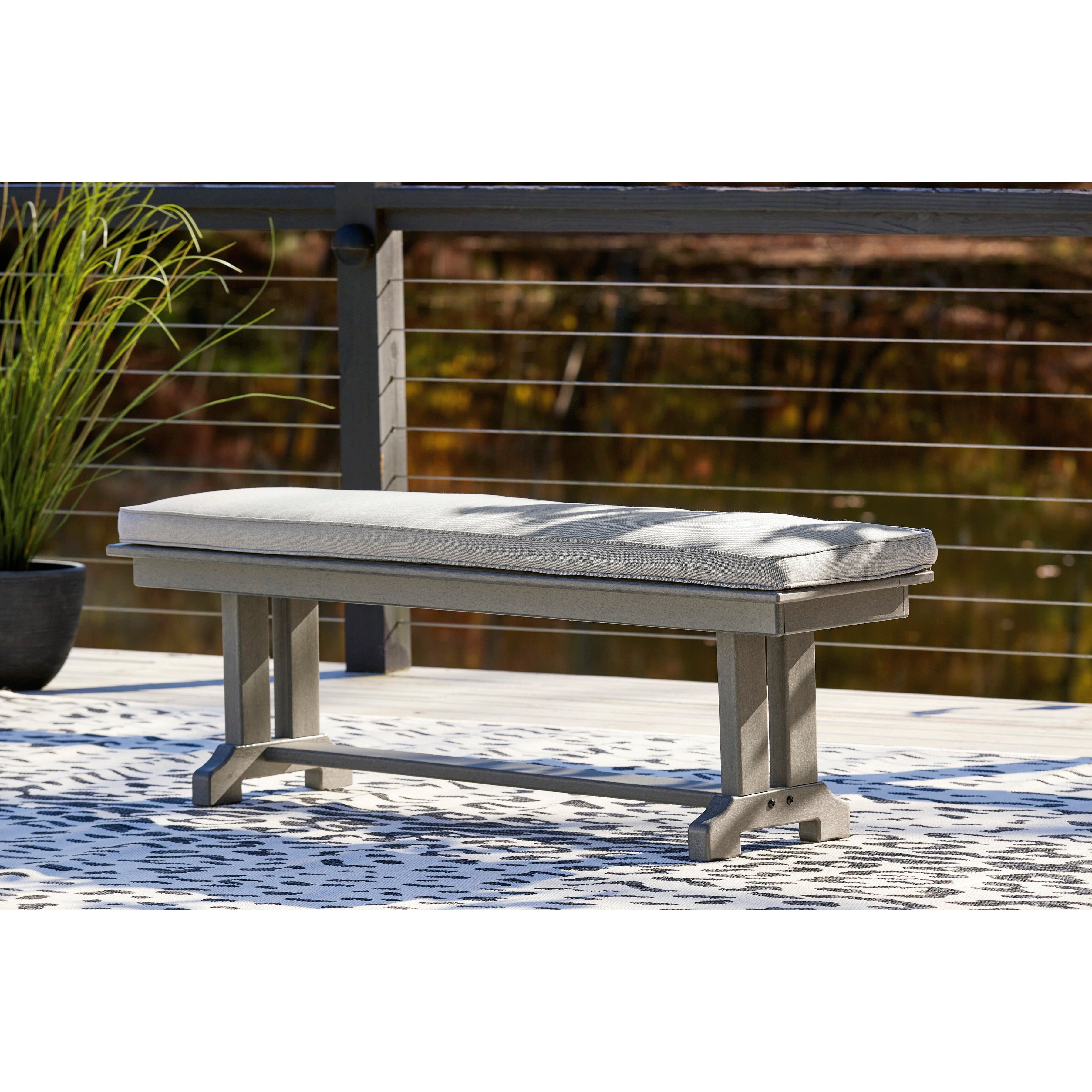 Poly Grey Outdoor Bench with Cushion