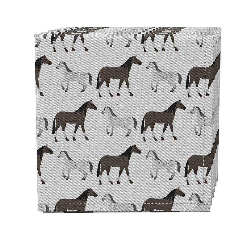 Napkin Set of 4， 100% Cotton， 20x20， Equestrian Pattern