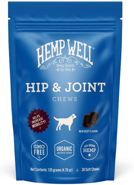 Hemp Well Hip and Joint Soft Chew Supplement for Dogs， 30 count