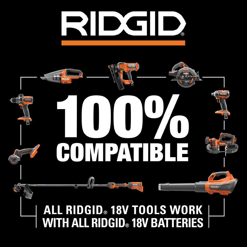 RIDGID 18V SubCompact Brushless 8-Tool Combo Kit w (3) Batteries Charger Bag  18V 4.0 Ah Battery R96262N-AC87004