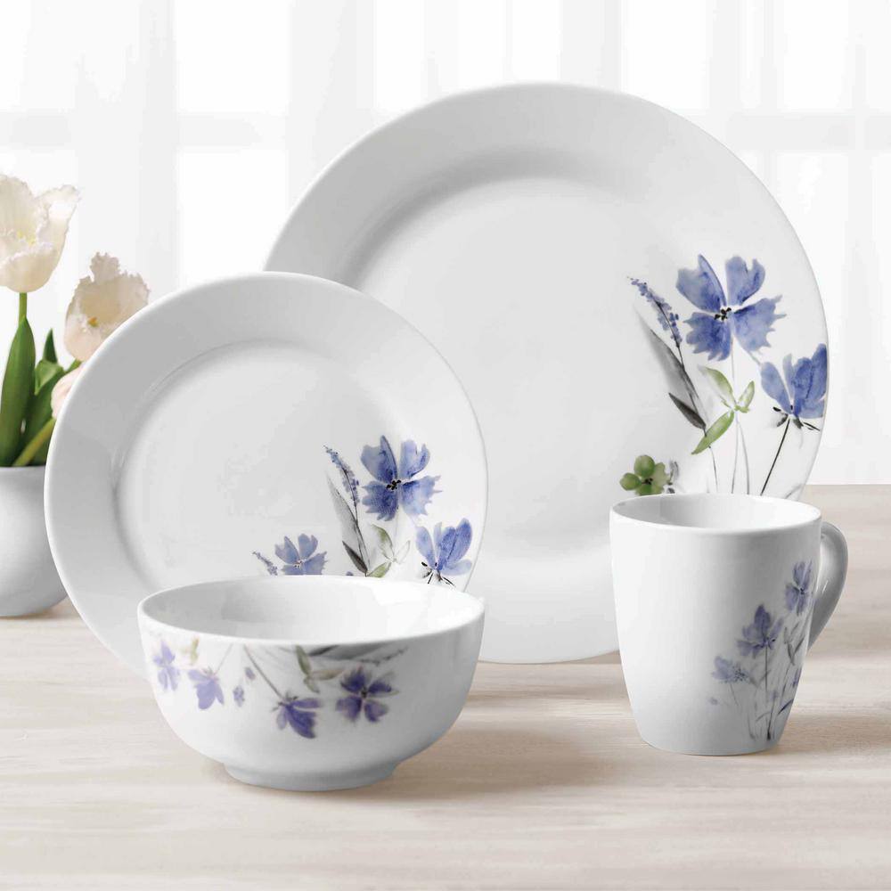 Tabletops Gallery 16-Piece Casual White with Pattern Ceramic Dinnerware Set (Service for 4) TTU-83700-EC